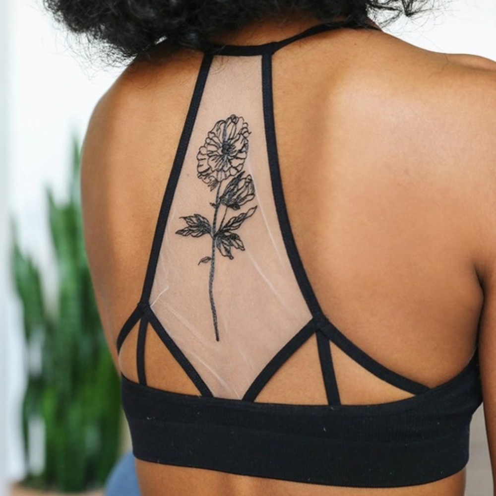 Lace Bralette Bra Tattoo Sheer Mesh - Picture 1 of 6